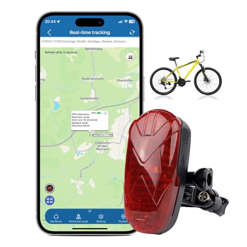 TKMARS TK906 GPS-Tracker Fahrrad, GPS Ortungsgerät für E-Bike Roller Motorrad Lenker, Echtzeit Peilsender und wasserdicht, 1800mAh-Akku, SOS-Alarm, kostenlose APP/Webplattform ohne ABO von TKMARS
