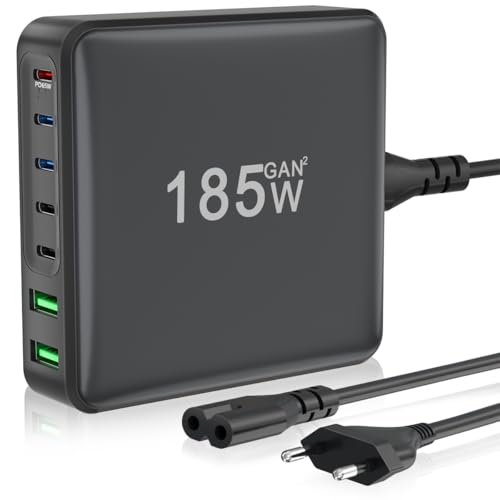 TKOQSMR USB C Ladegerät Mehrfach: 185W 7-Port Schnellladegerät mit USB-C und USB-A, USB c Netzteil für iPhone 16 15 14 Pro Max, Samsung, MacBook, ipad and Smartp TKOQSMR USB C Ladegerät Mehrfach: 185W 7-Port Schnellladegerät mit USB-C und USB-A, USB c Netzteil für iPhone 16 15 14 Pro Max, Samsung, MacBook, ipad and Smartp von TKOQSMR