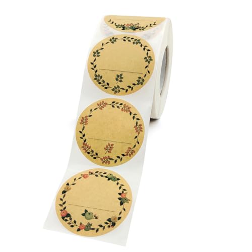 2000 Stück Dekorative Selbstklebende Aufkleber Rund – Kraftpapier Geschenkanhänger, Verschlussetiketten für Marmeladenglas, Paket Label, DIY Blanko Sticker, beschreibbar & ablösbar, C[38mm] von TKSJROL