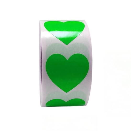 2000 Stück Herz Aufkleber Set – Selbstklebende Etiketten, Deko Sticker, Paket Label, Siegelaufkleber und Geschenksticker für kreative DIY Projekte, Valentinstag und Silvester (Grün, 25mm) von TKSJROL