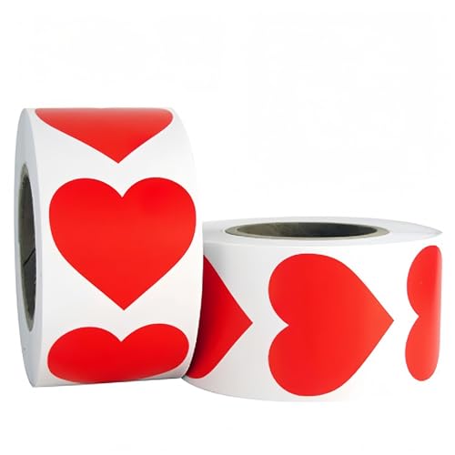 3500 Stück Herz Aufkleber Set – Selbstklebende Etiketten, Deko Sticker, Paket Label, Siegelaufkleber und Geschenksticker für kreative DIY Projekte, Valentinstag und Silvester (Rot, 25mm) von TKSJROL