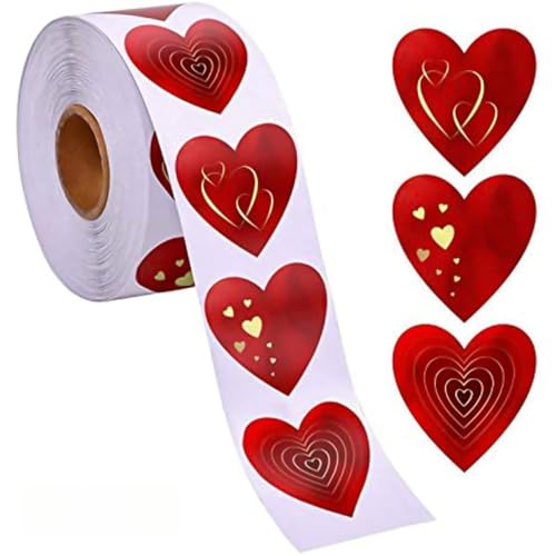 3500 Stück Selbstklebende Herzform Etiketten – Deko Sticker, Geschenksticker, Siegelaufkleber, Paket Label und Party Sticker für Valentinstag, Silvester und festliche Anlässe (Rot, 25mm) von TKSJROL