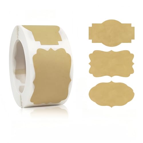 500 Stück Beschreibbare DIY Aufkleber aus Kraftpapier, Selbstklebende Blanko Sticker als Geschenkanhänger, Namensaufkleber oder Klebeetiketten für Marmeladenglas und Paket Label, C[3x5cm] von TKSJROL