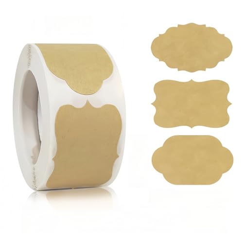 750 Stück Beschreibbare DIY Aufkleber aus Kraftpapier, Selbstklebende Blanko Sticker als Geschenkanhänger, Namensaufkleber oder Klebeetiketten für Marmeladenglas und Paket Label, D[3x5cm] von TKSJROL