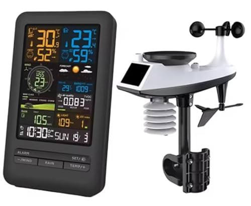 2.4Ghz WLAN WiFi Wetterstation Funk mit 7in1 433Mhz Außensensor + Solar/Wetterdaten über WIFI Smartlife TUYA Handy APP/Wettervorhersage/Außensensor/Windmesser und Regensensor/Windrichtung 2.4Ghz WLAN WiFi Wetterstation Funk mit 7in1 433Mhz Außensensor + Solar/Wetterdaten über WIFI Smartlife TUYA Handy APP/Wettervorhersage/Außensensor/Windmesser und Regensensor/Windrichtung von TKSTAR
