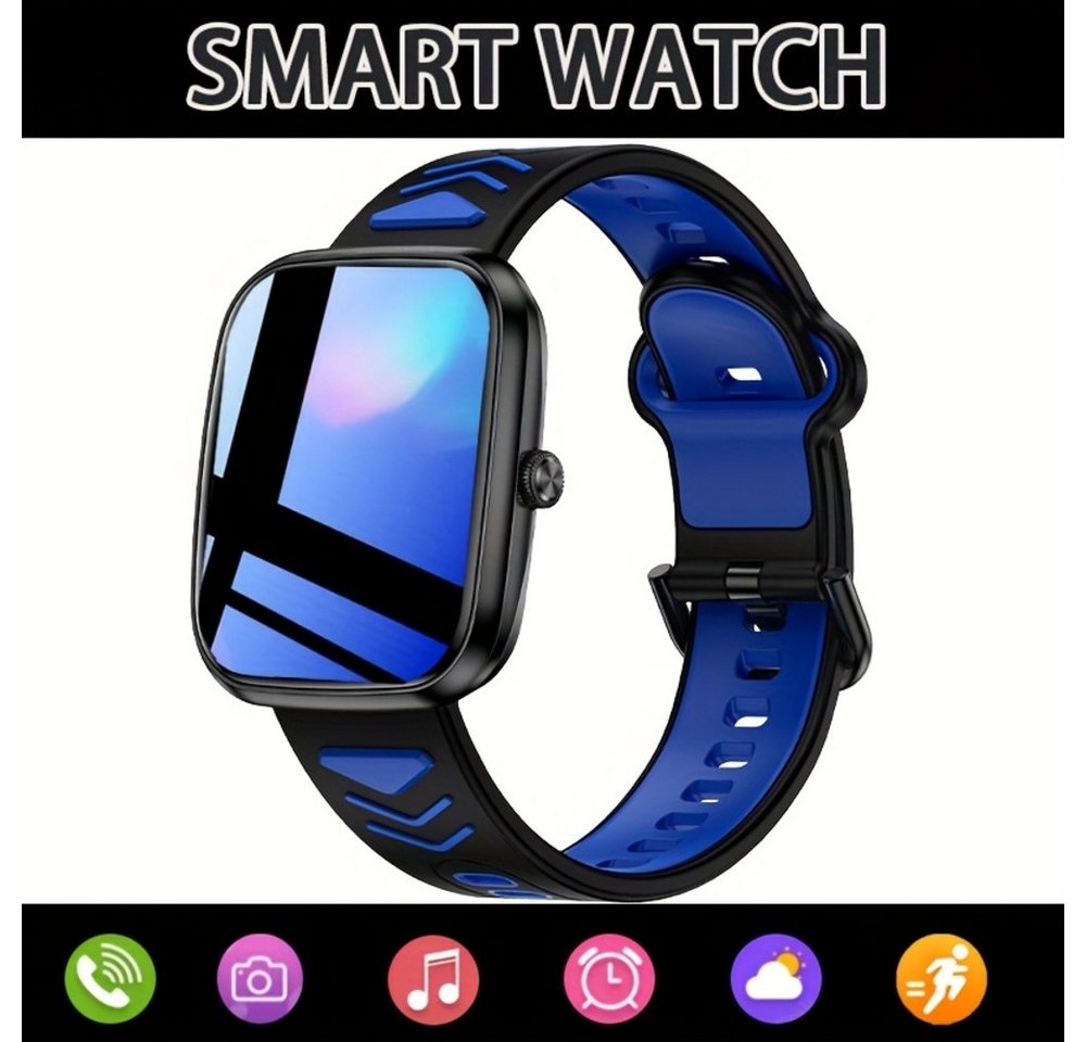 TKTKYY für Jungen und Mädchen HD Touch Screen, Wasserdicht, Kabellos Smartwatch (1.75 cm, Andriod iOS), mit Foto- und Musiksteuerung, Schrittzähler, Wecker, LED-Taschenlampe von TKTKYY