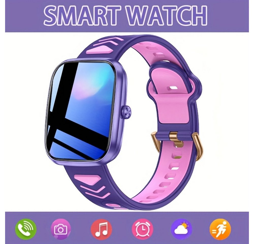 TKTKYY für Jungen und Mädchen HD Touch Screen, Wasserdicht, Kabellos Smartwatch (1.75 cm, Andriod iOS), mit Foto- und Musiksteuerung, Schrittzähler, Wecker, LED-Taschenlampe von TKTKYY
