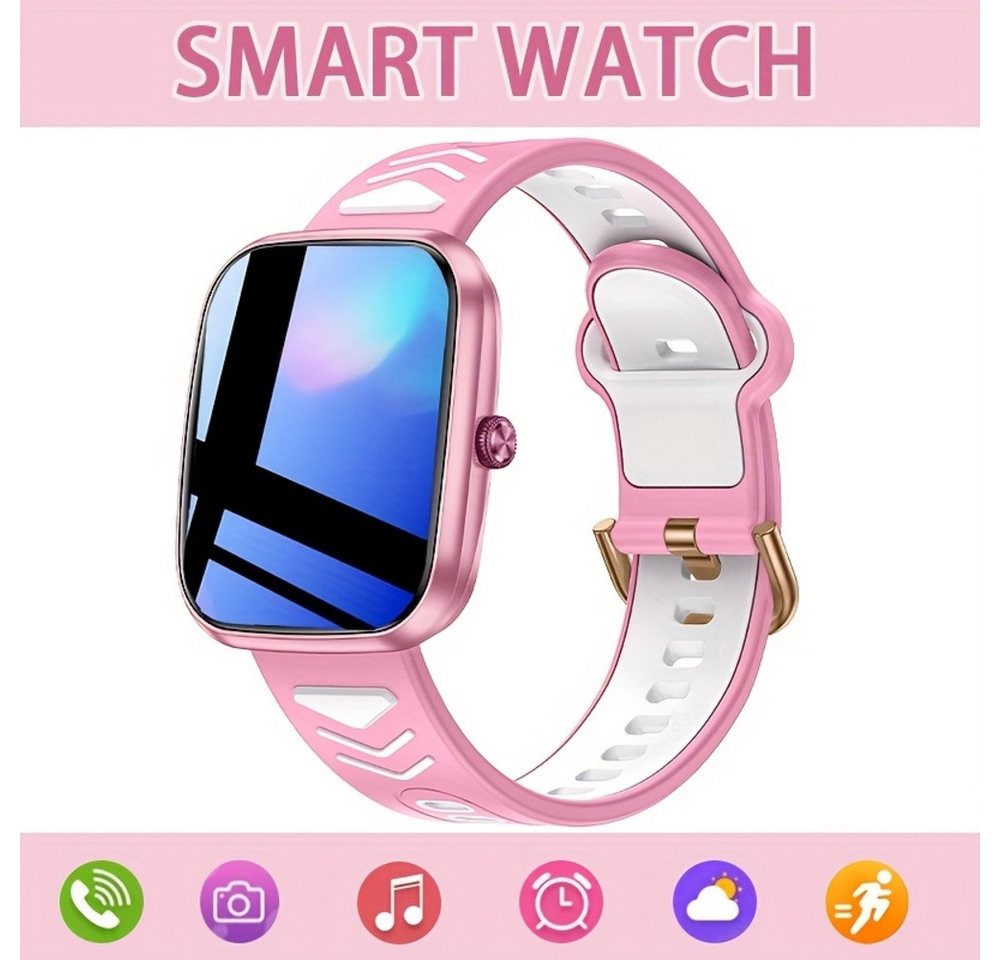 TKTKYY für Jungen und Mädchen HD Touch Screen, Wasserdicht, Kabellos Smartwatch (1.75 cm, Andriod iOS), mit Foto- und Musiksteuerung, Schrittzähler, Wecker, LED-Taschenlampe von TKTKYY