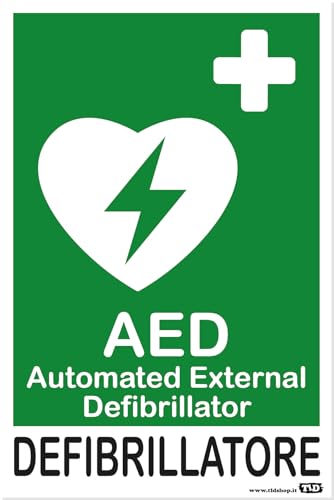 TLDSHOP® - Hinweisschild - Trenner - mit AED (Automated External Defibrillator) - 20 x 30 cm - 1 Stück - Material: (PVC 5 mm (FOREX)) von TLDSHOP