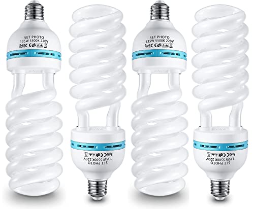 TLGREEN 4 x 135W Spiral-Tageslichtlampe Fotolampe Fotoleuchte, 5500K, E27 Fassung Energiesparlampe Studioleuchte für Softbox Fotografie im Fotostudio TLGREEN 4 x 135W Spiral-Tageslichtlampe Fotolampe Fotoleuchte, 5500K, E27 Fassung Energiesparlampe Studioleuchte für Softbox Fotografie im Fotostudio von TLGREEN