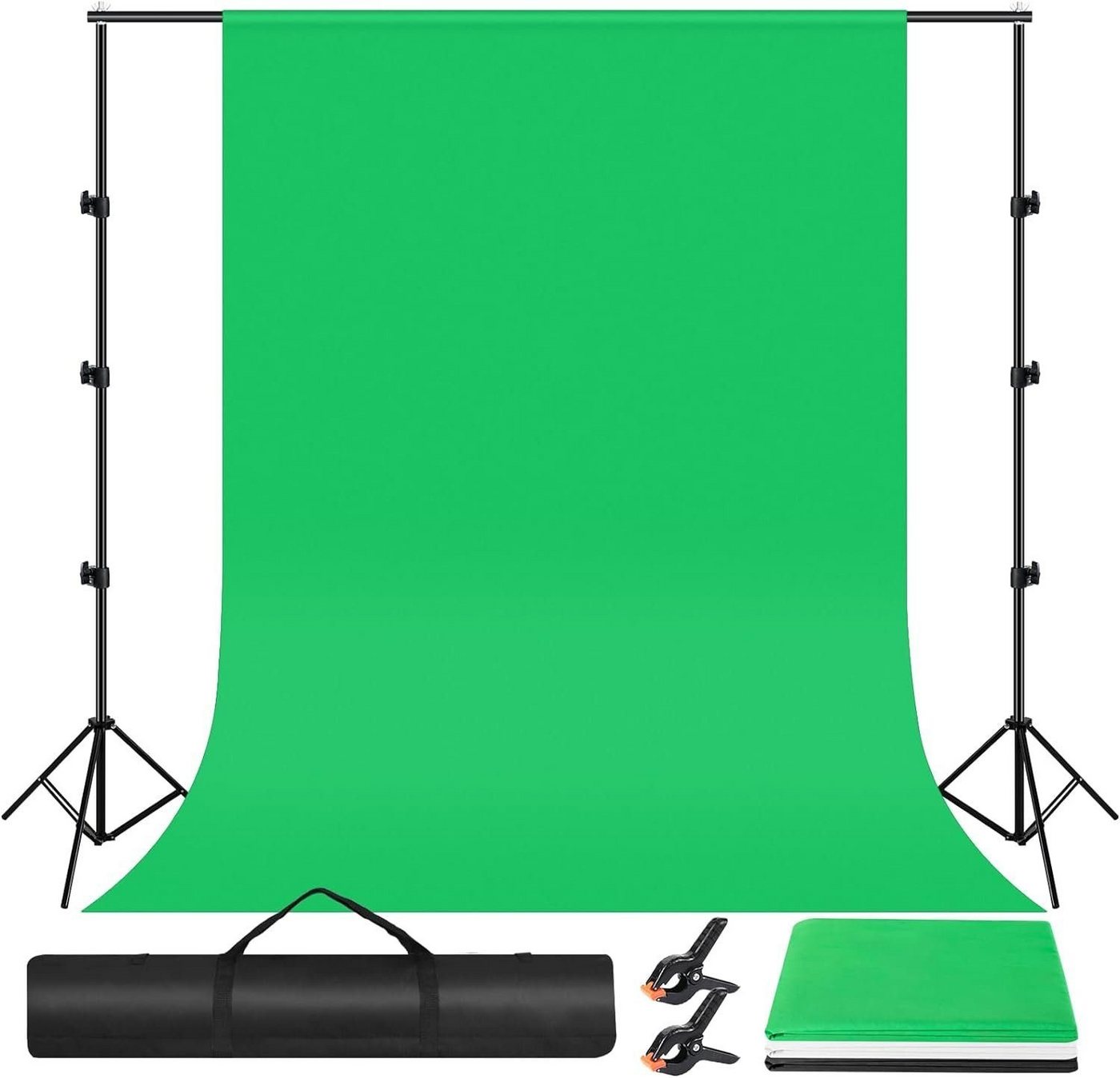 TLGREEN Fotohintergrund 2.6 x 3m Fotostudio Set, Schwarzes Tuch + Weißes Tuch, 2 Hintergrundklammern, 1 Handtasche von TLGREEN