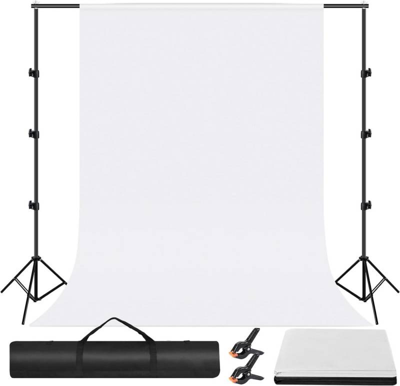 TLGREEN Fotohintergrund 2.6 x 3m Fotostudio Set, Schwarzes Tuch + Weißes Tuch, 2 Hintergrundklammern, 1 Handtasche von TLGREEN