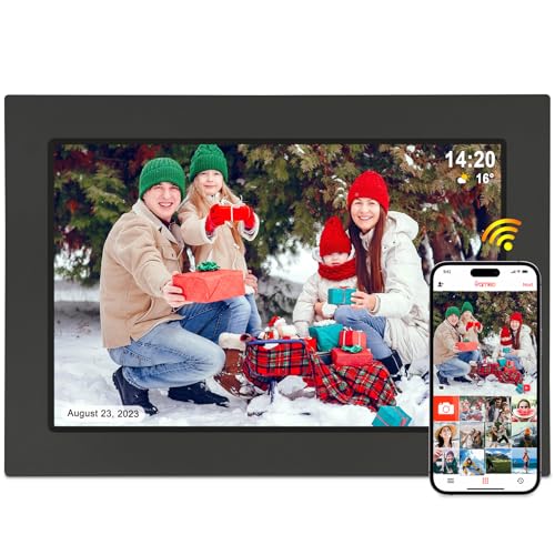 10.1 Zoll WiFi Digitaler Bilderrahmen, 1920x1200 IPS HD Touchscreen Smart Cloud Bilderrahmen mit 16 GB Speicher, Teilen von Fotos oder Videos über Frameo App, Geschenk für Freunde und Familie von TMCC