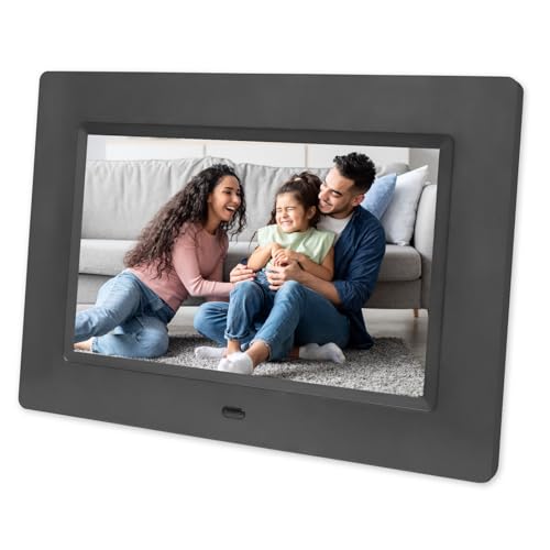 7 Zoll Digitaler Bilderrahmen, Bildschirm Elektronischer Fotorahmen mit Fernbedienung, Musik/Video/Kalender/Uhrfunktion, unterstützt USB/SD-Karte(Non WiFi) von TMCC
