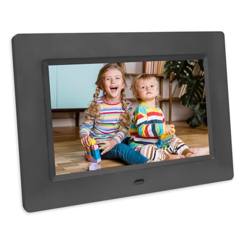 Digitaler Bilderrahmen, Bildschirm Elektronischer Fotorahmen mit Fernbedienung, 7 Zoll, Musik/Video/Kalender/Uhrfunktion, unterstützt USB/SD-Karte(Non WiFi) von TMCC
