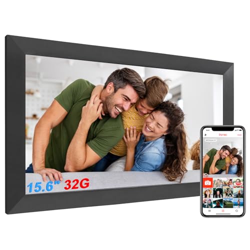 Digitaler Bilderrahmen 15,6 Zoll, 1920x1080 FHD IPS Elektronischer Fotorahmen Groß Touchscreen WLAN. 20.000 Fotos(32GB) Frameo Digital Photo Frame, Teilen von Bildern/Musik/Videos, Schwarz von TMCC