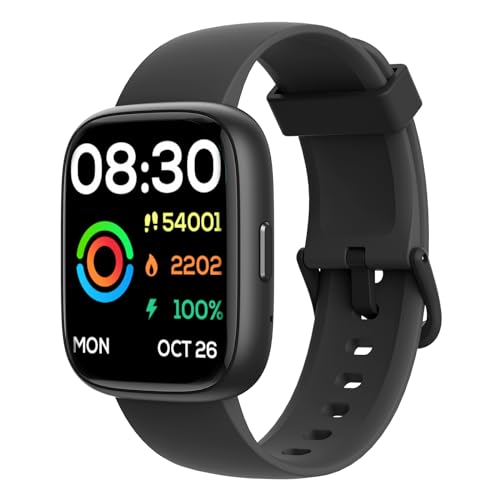 Smartwatch für Damen Herren zum Entgegennehmen/Tätigen von Anrufen, 1,83 Zoll mit integrierter Alexa, Fitness-Tracker mit Herzfrequenz-Blutsauerstoff-Schlafüberwachung, für Android und iOS. IP68 von TMHAI