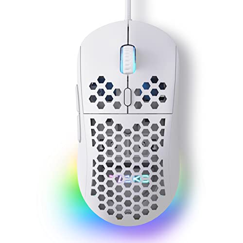 TMKB M1se Gaming Maus, USB, mit 12800 DPI Optischer Sensor,6 Programmierbare Tasten Wabenmaus,Anpassbares RGB Computer Mouse,Schleppfreies Paracord,Ergonomische für Windows PC MAC-Weiß von TMKB Technology Mechanical KeyBoard