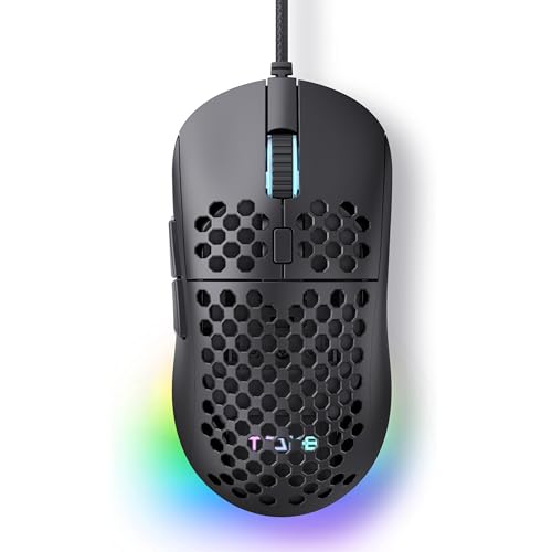 TMKB M1se Gaming Maus mit 12800 DPI Optischer Sensor,6 Programmierbare Tasten Wabenmaus,Anpassbares RGB Computer Mouse,Schleppfreies Paracord,Ergonomische für Windows PC MAC-Schwarz von TMKB Technology Mechanical KeyBoard