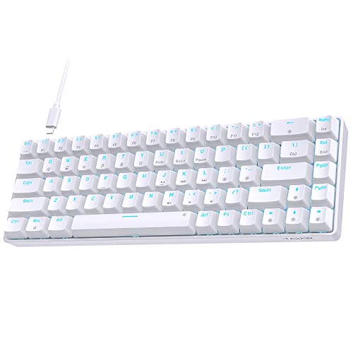 TMKB Mechanische Gaming Tastatur, T68se 60% Prozent Tastatur mit USB Kabel, Anti Ghosting QWERTY Layout Mini Blue Switches Keyboard für PC Windows/Mac OS, Weiß von TMKB Technology Mechanical KeyBoard