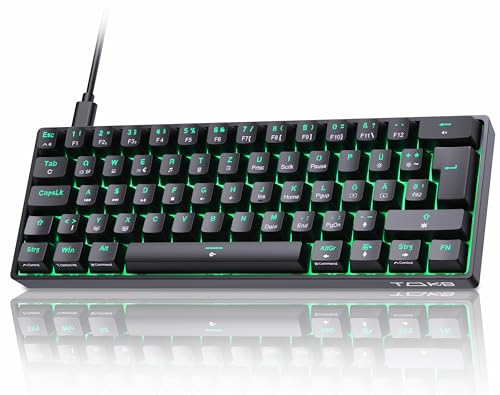 TMKB T61SE Gaming Mechanische Tastatur mit Deutsches QWERTZ Layout,Blauer Schalter,Schwarz von TMKB Technology Mechanical KeyBoard