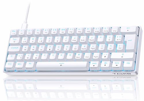 TMKB T61SE Gaming Mechanische Tastatur mit Deutsches QWERTZ Layout,Blauer Schalter,weiße von TMKB Technology Mechanical KeyBoard