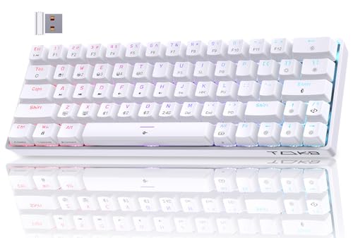 TMKB T63 Gaming Tastatur Mechanische Kabellos mit Red Switch,Bluetooth / 2.4G / Mit Kabel,RGB-Hintergrundbeleuchtung,weiße von TMKB Technology Mechanical KeyBoard