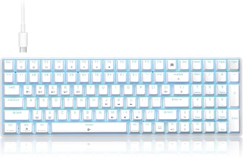 TMKB T98SE Mechanische Gaming Tastatur, LED, Zifferntasten, Typ-C-Datenkabel, Anti-Ghosting, 98 Tasten Tastatur mit Red Linear Switch, US Layout für PC Windows Gamer Typist, Weiß von TMKB Technology Mechanical KeyBoard