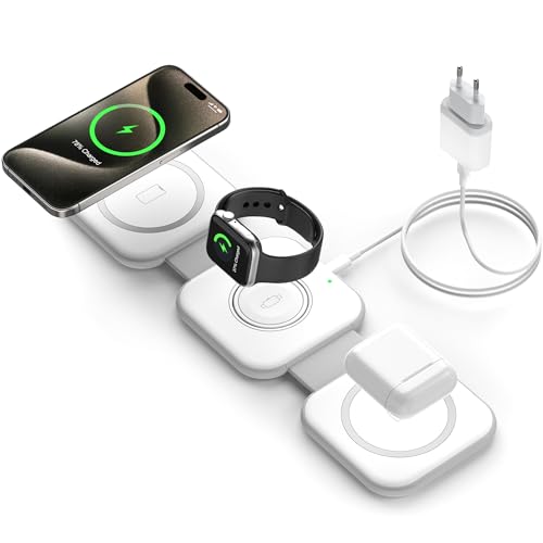 Wireless Charger - 3 in 1 Induktive Ladestation Replacement for iPhone 16/15/14/13/Pro/Max/Plus, Watch, Earbuds Pro, Kabelloses Faltbare Magsafe mit 20w Netzteil und 1M Cabel TMKUHOR Wireless Charger - 3 in 1 Induktive Ladestation Replacement for iPhone 16/15/14/13/Pro/Max/Plus, Watch, Earbuds Pro, Kabelloses Faltbare Magsafe mit 20w Netzteil und 1M Cabel TMKUHOR von TMKUHOR