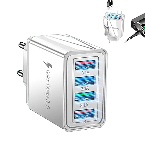4-Port Multi USB Netzteil,USB C Charger,USB Ladegerät,USB Netzteil High-Speed Ladeadapter,Kompatibel mit den meisten digitalen Produkten auf dem Markt,Weiß von TMRBBesty