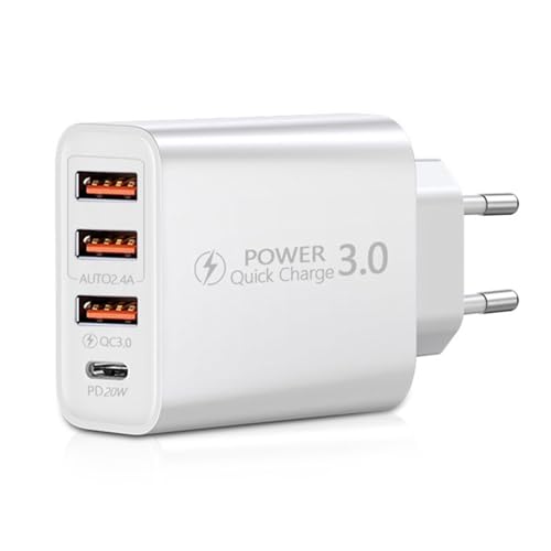 4-Port Multi USB Netzteil,USB C Ladegerät,USB C Charger,USB Ladegerät,USB Netzteil High-Speed Ladeadapter,Kompatibel mit den meisten digitalen Produkten auf dem Markt,Weiß von TMRBBesty