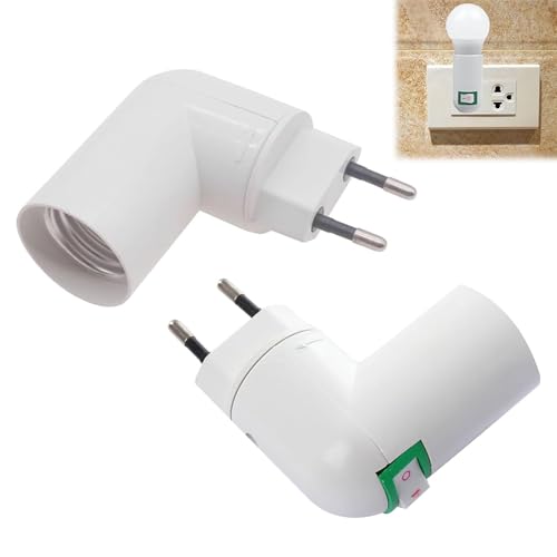EU Stecker Mit Schalter,Lampenfassung E27,Lampenfassung Mit Schalter,360° Einstellbar Lampenfassung mit Schalter,E27 Sockel Adapter für Leuchtmittel,Küchenlampe,Wandlampe,2 pcs von TMRBBesty