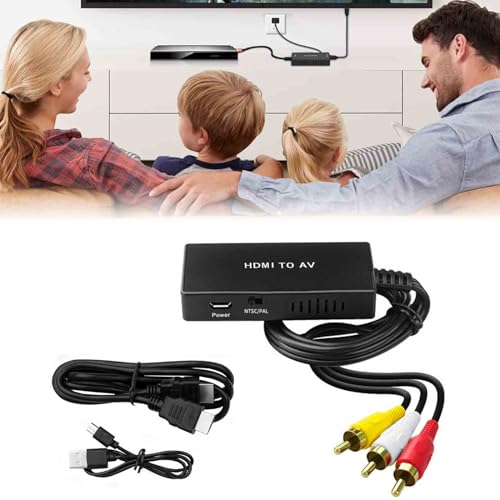 HDMI auf AV Konverter, Kompatibel mit Blu-ray, Fire Stick, Apple TV, HD-DVD, DVD-Player, Adapter für PS2/Xbox/SNES/ N64/ VHS/VCR Ausgestattet mit 1-Meter-HDMI-Kabel, USB-Netzkabel und Netzkopf, von TMRBBesty