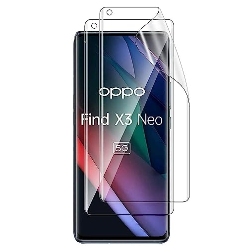 [2 Stück] Hydrogel Displayschutzfolie für Oppo Find X3 Neo 5G (6.55 inch), transparent, weiche TPU-Schutzfolie (kein gehärtetes Glas) [HD transparent] [Hohe Empfindlichkeit] von TMahhbid