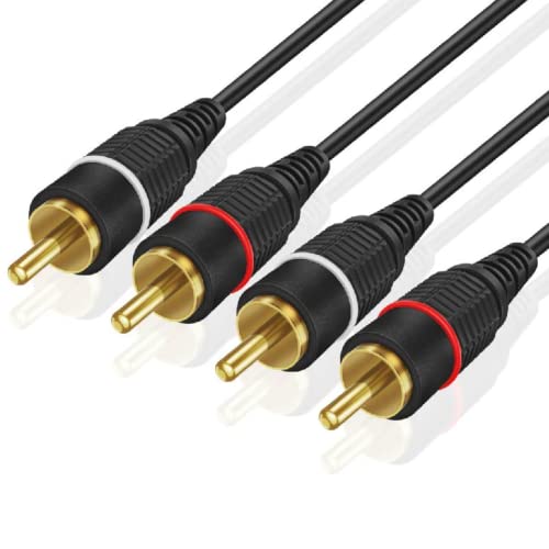 TNP 2RCA-Stereo-Audiokabel Doppel-Cinch-Stecker M/M 2-Kanal (rechts und links) Vergoldete, doppelt abgeschirmte Cinch-zu-Cinch-Stecker, Schwarz, 1,8 m von TNP Products