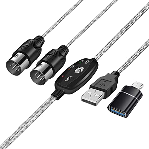 TNP 2m MIDI Kabel, USB MIDI Interface, 5-polig DIN MIDI auf USB Kabel, 2 in 1 Kabel Konverter, Interface für Music Studio, Piano Keyboard und Synthesizer auf Mac Computer PC Windows Laptop, 16 Kanäle TNP 2m MIDI Kabel, USB MIDI Interface, 5-polig DIN MIDI auf USB Kabel, 2 in 1 Kabel Konverter, Interface für Music Studio, Piano Keyboard und Synthesizer auf Mac Computer PC Windows Laptop, 16 Kanäle von TNP Products