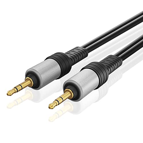 TNP 3,5 mm Aux-Kabel auf 3,5 mm Aux-Klinkenkabel - 15m, Stereo-Audiokabel, Kopfhörerkabel, für Heim-Stereoanlagen, Lautsprecher, iPhones, iPods, iPad, Stecker auf Stecker, schwarz von TNP Products