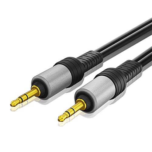 TNP 3,5 mm Aux-Kabel auf 3,5 mm Aux-Klinkenkabel - 3m, Stereo-Audiokabel, Kopfhörerkabel, für Heim-Stereoanlagen, Lautsprecher, iPhones, iPods, iPad, Stecker auf Stecker, schwarz von TNP Products