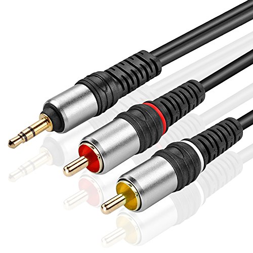 TNP 3,5 mm Klinke auf Cinch Kabel, Cinch Kabel - 10m, 3,5mm Klinkenstecker auf 2X Cinch-Stecker, AUX Chinch Kabel, bidirektionales Audiokabel für Kopfhörer, AV-Audiogeräte/RCA-Stereo System, schwarz von TNP Products