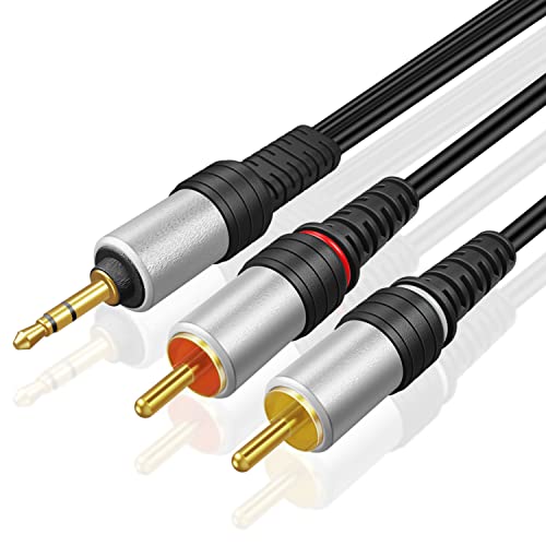 TNP 3,5 mm Klinke auf Cinch Kabel, Cinch Kabel - 2m, 3,5mm Klinkenstecker auf 2X Cinch-Stecker, AUX Chinch Kabel, bidirektionales Audiokabel für Kopfhörer, AV-Audiogeräte/RCA-Stereo System, schwarz von TNP Products