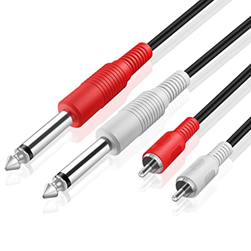 TNP 6,3 mm Klinke auf Cinch Kabel, Cinch-Audiokabel - 5m, 2X 6,3mm TS-Stecker auf 2X RCA-Stecker, Vergoldete Adapterkabel, Mono Klinkenkabel, für Amp, Mixer, Lautsprecher und Stereo-Phono System von TNP Products