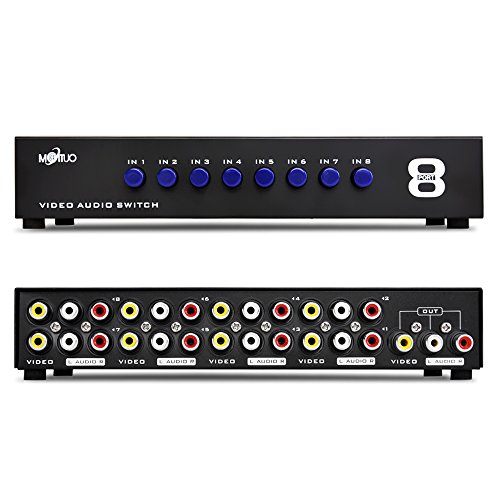 TNP 8 Port AV-Schalter, Cinch Umschalter L/R Audio RCA, 8 In 1 Out Composite Video Switch Splitter Box Audioauswahl für Kabelbox Kameras Monitor Wii Xbox DVD DVR Analog TV STB Spielkonsolen von TNP Products