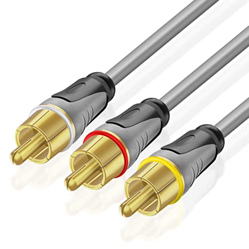 TNP Cinch AV Kabel, 3 RCA Kabel - 2m, Video Audio Chinchkabel, Composite 3x Cinch auf 3x Cinch-Stecker für Stereoverstärker, Heimkino, Fernsehen, DVD/Blu-Ray Player, Hi-Fi Anlagen TNP Cinch AV Kabel, 3 RCA Kabel - 2m, Video Audio Chinchkabel, Composite 3x Cinch auf 3x Cinch-Stecker für Stereoverstärker, Heimkino, Fernsehen, DVD/Blu-Ray Player, Hi-Fi Anlagen von TNP Products