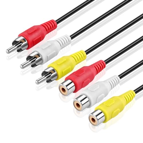 TNP Cinch Verlängerung, Chinch Verlängerungskabel - 3m, 3x Cinch-Stecker auf 3x Buchse, RCA Audiokabel für Lautsprecher, Compenent-Video AV Receiver, Stereoverstärker, rot/weiß/gelb TNP Cinch Verlängerung, Chinch Verlängerungskabel - 3m, 3x Cinch-Stecker auf 3x Buchse, RCA Audiokabel für Lautsprecher, Compenent-Video AV Receiver, Stereoverstärker, rot/weiß/gelb von TNP Products