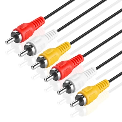 TNP Cinch Video Kabel, AV Composite Kabel - 5m, Composite Audio Video Kabel, 3X Cinch-Stecker auf 3X RCA Cinch-Stecker, für Hi-Fi-Stereo-Audiosystem, Fernseher, DVD-/Blu-ray-Player, Spielekonsole von TNP Products