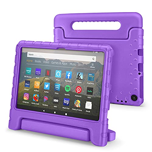 TNP Fire HD 8 Tablet Hülle, kompatibel mit Amazon Kindle Fire HD 8 Tablet 10. Generation - 2020, kinderfreundliche Hülle für 8-Zoll-Display Fire-Tablet, aus Eva Foam, mit Tragegriff & Ständer, Lila von TNP Products