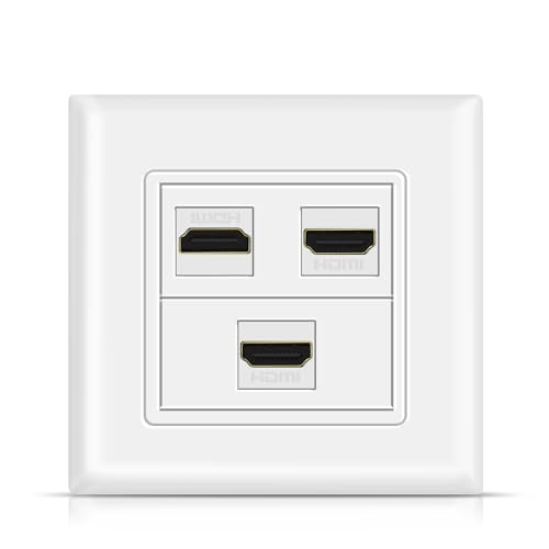 TNP HDMI Wanddose - 3-Fach Dose, Unterputz-/Aufputzdose, Buchse zu Buchse - Für 4K 2160p UHD HDTV 3D Full HD Ethernet LAN Kabel, Fernseher, Projektor - Weiß TNP HDMI Wanddose - 3-Fach Dose, Unterputz-/Aufputzdose, Buchse zu Buchse - Für 4K 2160p UHD HDTV 3D Full HD Ethernet LAN Kabel, Fernseher, Projektor - Weiß von TNP Products