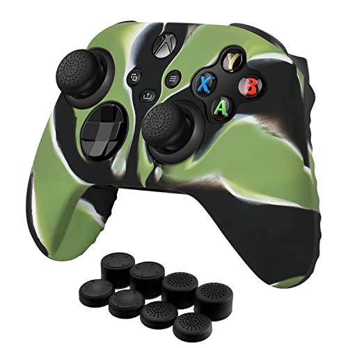 TNP Hülle für Xbox Series X/S Controller, Xbox Series S/X Controller Case, Schutzhülle aus weiches rutschfestes Silikon Skin, Anti-Rutsche Griffe, Spielenzubehör, mit 8x Daumengriffkappen, Tarngrün von TNP Products