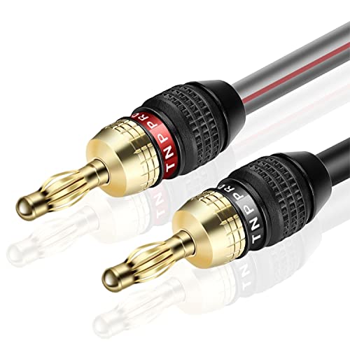 TNP Lautsprecherkabel Bananenstecker - 1m, Lautsprecher-Kabel mit 24k vergoldetem Bananensteckern, Kabel mit Bananenstecker für Aktiv-Lautsprecher & Verstärker, 12 Gauge Banana Plugs Speaker Wire von TNP Products