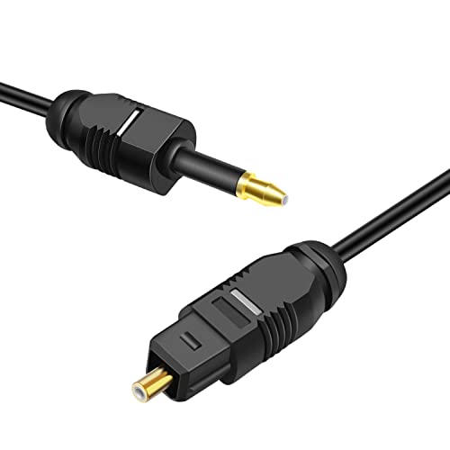 TNP Optisches Kabel, Mini Toslink 3,5mm auf Toslink Kabel, 2m - Digital-Audiokabel, Optisches Digitalkabel, SPDIF-Lichtleiterkabel für Stereoanlage HiFi Sounbar TV, HQ Audio, Vergoldet, Schwarz von TNP Products